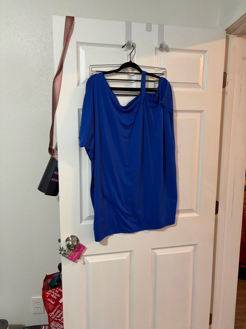 Elegant Royal Blue One-Shoulder Tunic Top